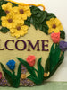 Welcome Plaque Sign Floral Roses and Tulips Hand Painted Polyresin Gift Idea JAMsCraftCloset