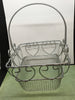 Basket Vintage Wire Heart Accents Silver Tone Rectangle Easter Storage - JAMsCraftCloset