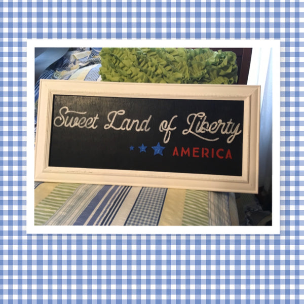 SWEET LAND OF LIBERTY White Framed Patriotic Wall Art Home Decor Gift Idea 4th of July Holiday Decor - JAMsCraftCloset