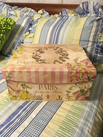 Hat Box Hatbox Square PARIS Design LARGE Vintage Cardboard Storage Home Decor Studio Voltaire Velcro Closure