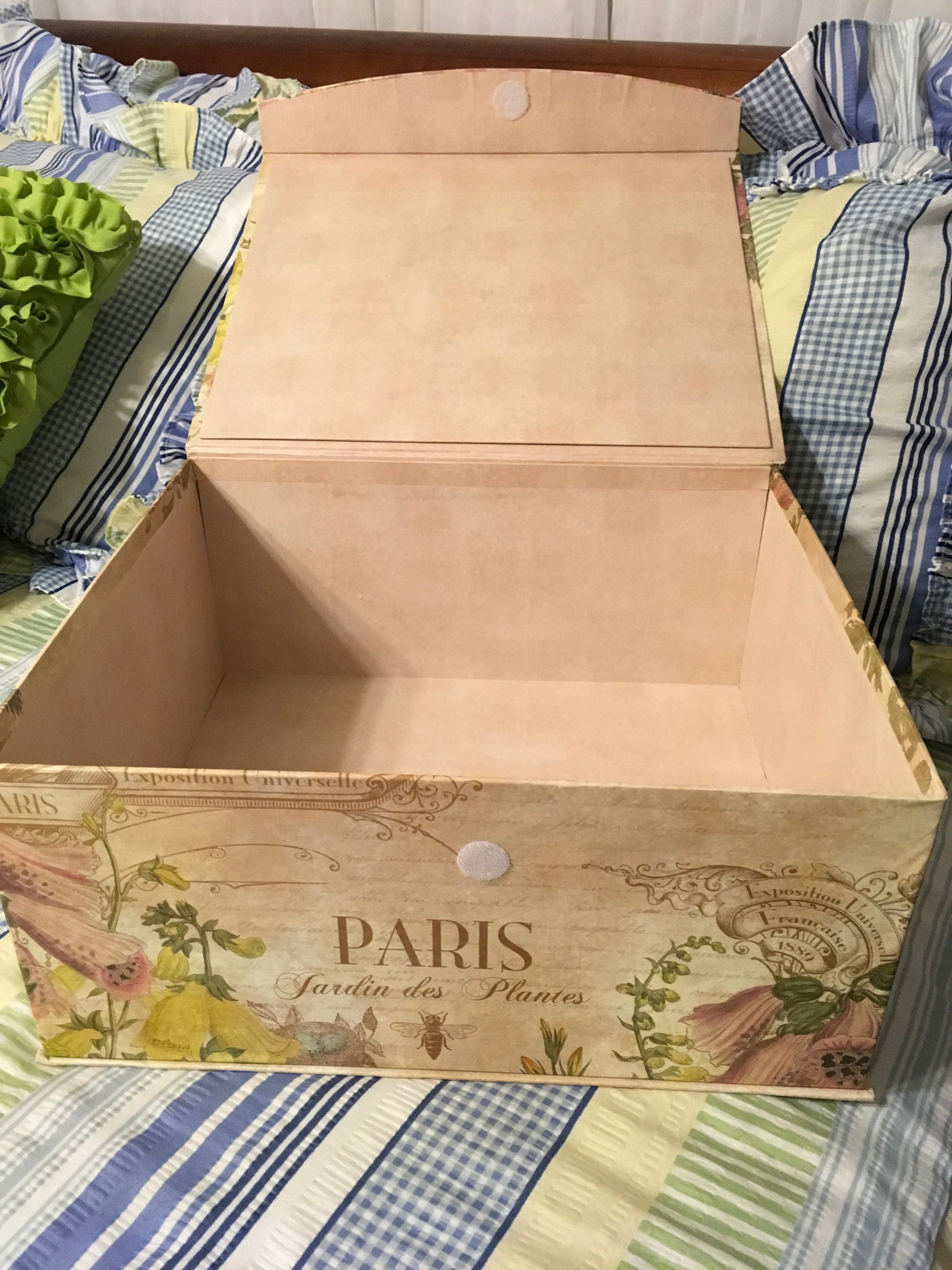 Hat Box Hatbox Square PARIS Design LARGE Vintage Cardboard Storage Home  Decor Studio Voltaire
