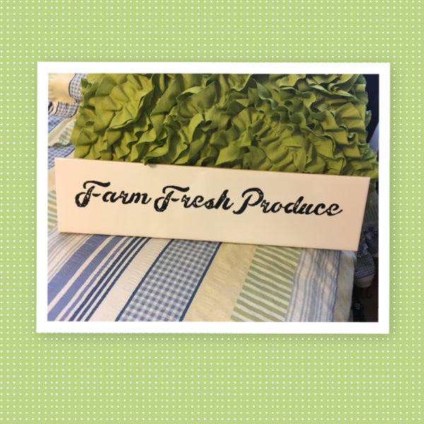 FARM FRESH PRODUCE White Ceramic Tile Sign Country Farmhouse Wall Art Gift Campers RV Home Decor-Wall Art-Gift-One of a Kind - JAMsCraftCloset