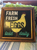 FARM FRESH EGGS LAID DAILY Vintage Framed Wall Art Hand Painted With Carrots Home Decor Gift-One of a Kind-Unique-Home-Country-Decor-Cottage Chic-Gift Kitchen Decor - JAMsCraftCloset
