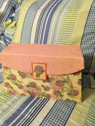Greeting Card Box Organizational Pink and Purple Floral Vintage With Section Dividers