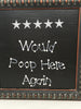 FIVE STARS WOULD POOP HERE AGAIN Vintage Wood Frame Laundry Sign SHELF SITTER Positive Saying Wall Art Home Decor Gift Idea Wedding One of a Kind-Unique-Home-Country-Decor-Cottage Chic-Gift- Bathroom Sign - poop rating - poop sign - JAMsCraftcloset