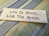 LIFE IS SHORT LICK THE SPOON Tile Sign Funny KITCHEN Decor Wall Art Home Decor Gift Idea Handmade Sign Hand Painted Sign Country Farmhouse Wall Art Gift Campers RV Home Decor-Gift Home and Living Wall Hanging - JAMsCraftCloset