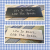 LIFE IS SHORT LICK THE SPOON Tile Sign Funny KITCHEN Decor Wall Art Home Decor Gift Idea Handmade Sign Hand Painted Sign Country Farmhouse Wall Art Gift Campers RV Home Decor-Gift Home and Living Wall Hanging - JAMsCraftCloset