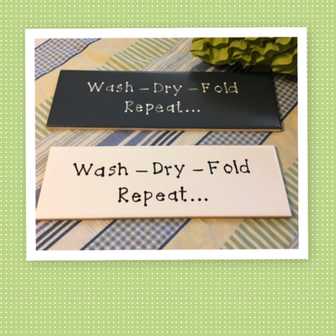 WASH DRY FOLD REPEAT Tile Sign Funny LAUNDRY Room Decor Wall Art Home Decor Gift Idea Handmade Sign Hand Painted Sign Country Farmhouse Wall Art Gift Campers RV Home Decor-Gift Home and Living Wall Hanging - JAMsCraftCloset
