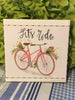 Vintage Bicycle Wall Art LET'S RIDE Ceramic Tile Decoupaged Sign HOME Decor Gift Idea Handmade Sign Hand Painted Sign Country Farmhouse Wall Art Gift Campers RV Home Decor-Gift Home and Living Wall Hanging - JAMsCraftCloset