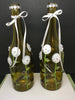 Bottle Amber Hand Painted White Floral Flowers Bling Flowers Ribbon Wedding Centerpiece - JAMsCraftCloset