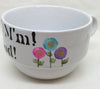 Mug Soup Bowl Hand Painted Pink Aqua Purple Happy Dot Flowers MM MM GOOD and COMFORT FOOD Crafters Delight - JAMsCraftCloset