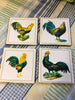 Ceramic Tile Vintage ROOSTER Kitchen Wall Art Handmade Upcycled Repurposed Gift Home Decor SET OF 4 - JAMsCraftCloset