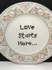 Plate Hand Painted Upcycled Repurposed Positive Saying LOVE STARTS HERE Plate Home Decor Wall Art Gift Idea JAMsCraftCloset