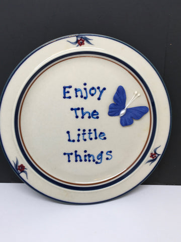 Plate Hand Painted Upcycled Repurposed Positive Saying ENJOY THE LITTLE THINGS Plate Home Decor Wall Art Gift Idea JAMsCraftCloset