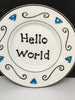 Plate Hand Painted Upcycled Repurposed Positive Saying HELLO WORLD Plate Home Decor Wall Art JAMsCraftCloset