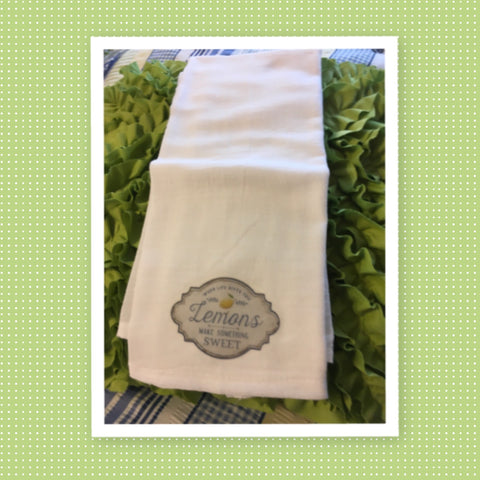 WHEN LIFE GIVES YOU LEMONS MAKE SOMETHING SWEET Decorative Flour Sack Tea Dish Towel Kitchen Decor Gift Idea Handmade Chef Gift Housewarming Gift Wedding Gift - JAMsCraftCloset