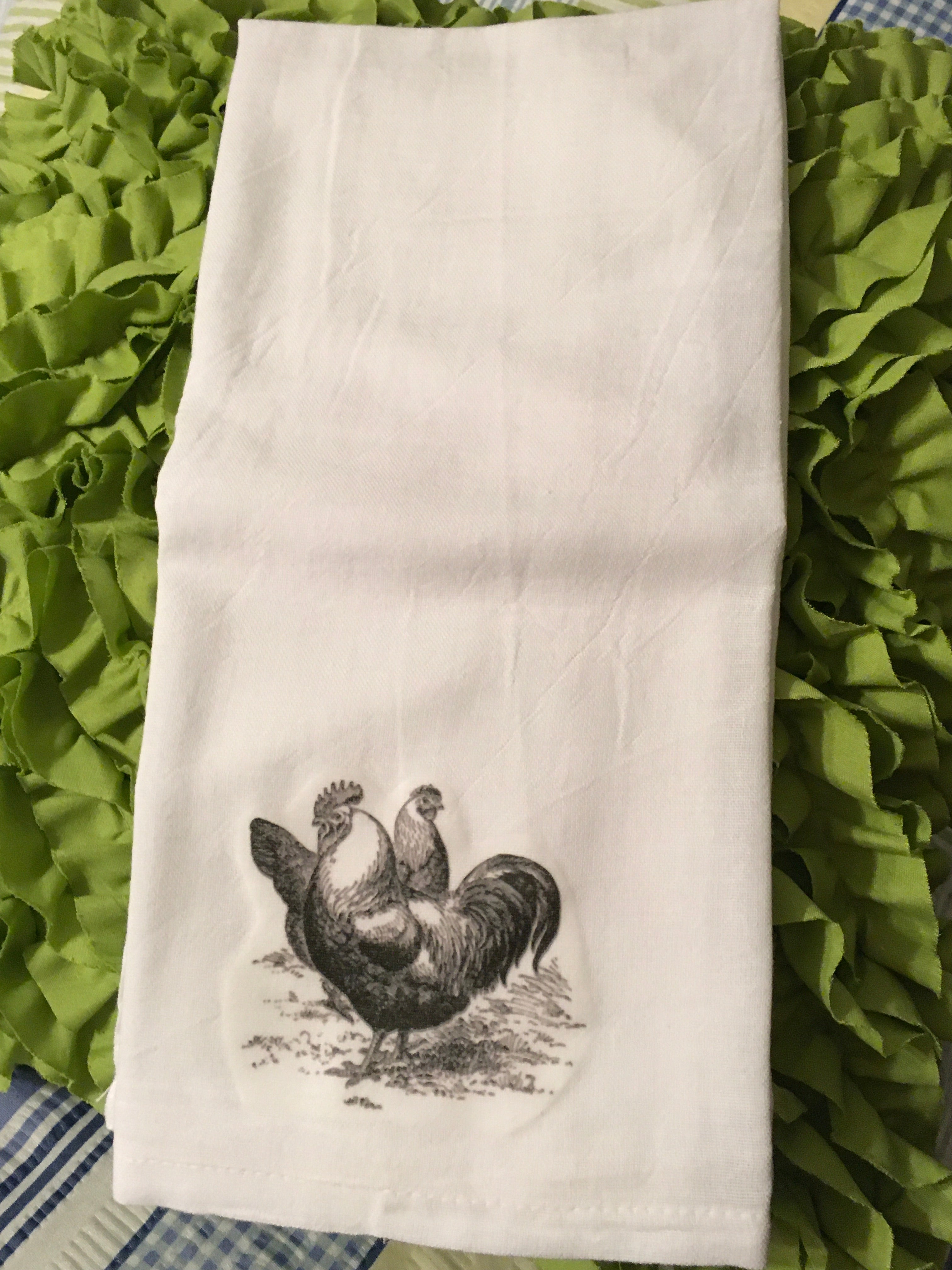 4 CHICKENS Flour Sack Decorative Tea Dish Towels Gift Kitchen