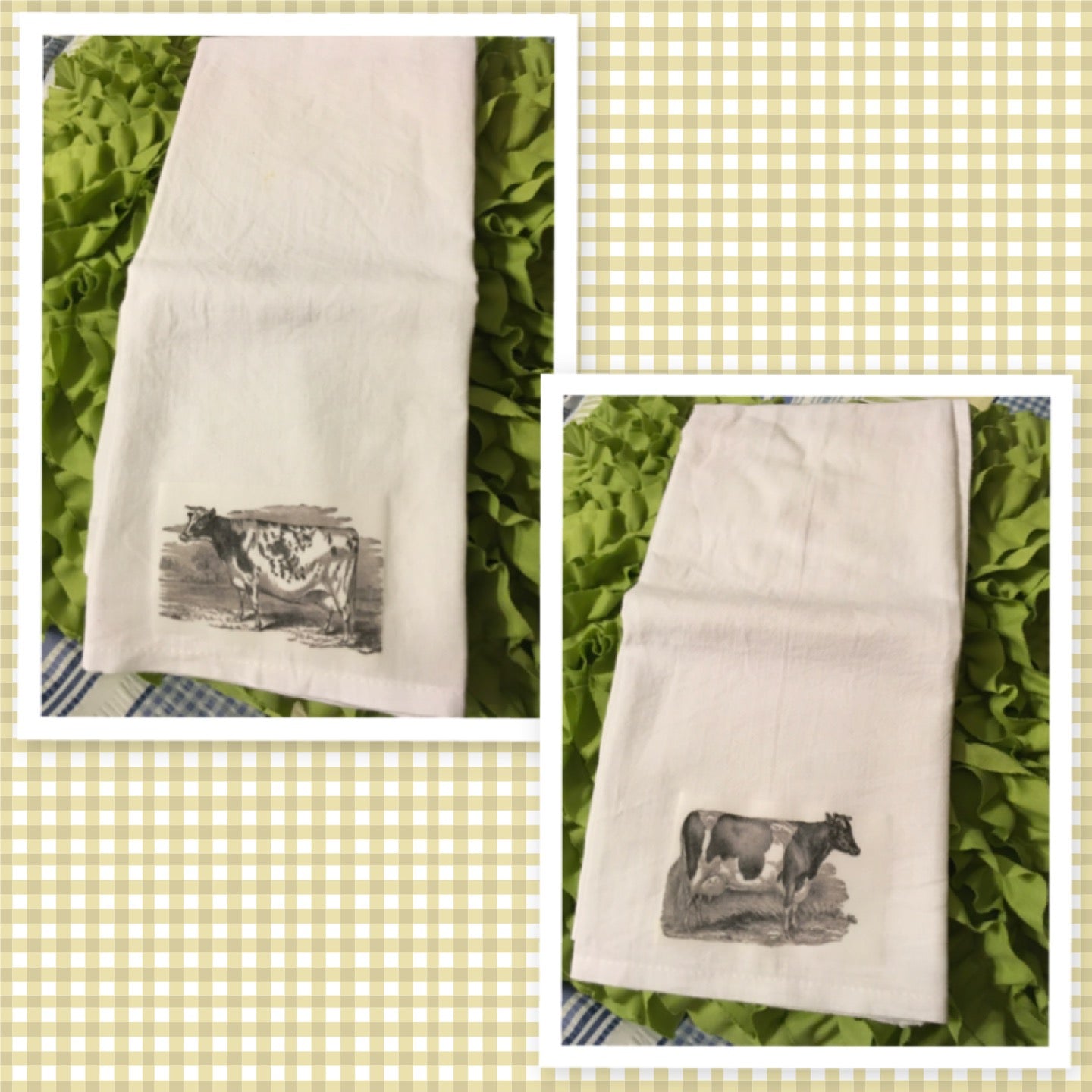 COW Decorative Flour Sack Tea Dish Towels Kitchen Decor Gift Idea Wedd –  JAMsCraftCloset