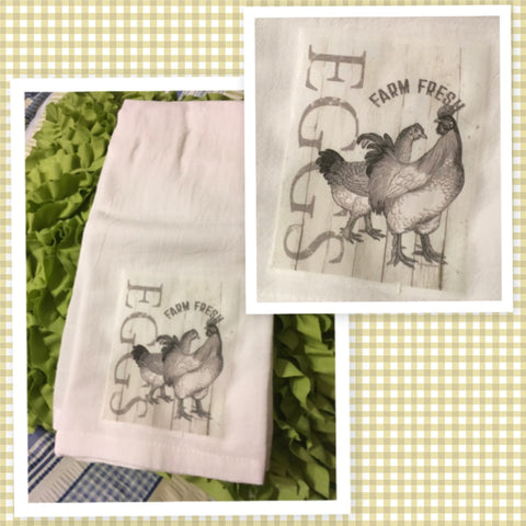 FARM FRESH EGGS Decorative Flour Sack Tea Dish Towel Kitchen Decor Gift Idea Handmade Chef Gift Housewarming Gift Wedding Gift - JAMsCraftCloset