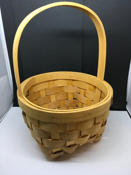 Basket ROUND Vintage Natural Woven Flower Girl or Easter Basket Gift - JAMsCraftCloset