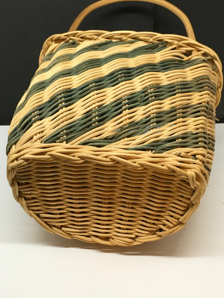 Basket Vintage Wall Hanging Natural and Green Woven SET OF 2 ...