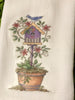 FOLK ART BIRDHOUSE AND FLOWERS Decorative Flour Sack Tea Dish Towel Kitchen Decor Positive Saying Gift Idea Handmade Chef Gift Housewarming Gift Wedding Gift - JAMsCraftCloset