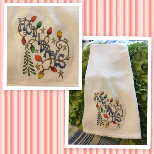 HOLIDAYS Decorative Flour Sack Tea Dish Towel Kitchen Porch Patio Decor Gift Christmas Holiday Decor Handmade Chef Gift Housewarming Gift Wedding Gift - JAMsCraftCloset