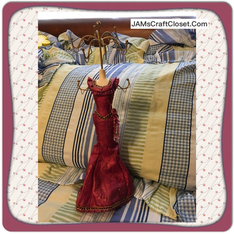 Jewelry Stand Display Holder Mannequin Embellished Tassel Beaded Rose Evening Gown 15" {{ JAMsCraftCloset }}