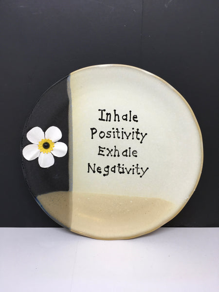 Plate Hand Painted Upcycled Repurposed Positive Saying INHALE POSITIVITY Wall Art Home Decor Gift JAMsCraftCloset