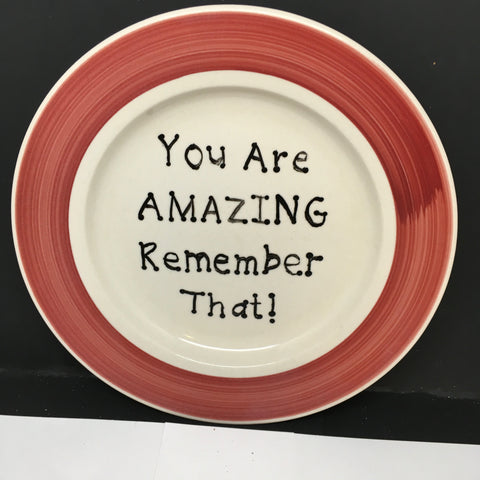 Plate Hand Painted Upcycled Repurposed Positive Saying YOU ARE AMAZING Plate Home Decor Wall Art Gift JAMsCraftCloset
