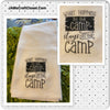 WHAT HAPPENS AT CAMP STAYS AT CAMP Camper RV Decorative Funny Flour Sack Tea Dish Towel Kitchen Decor Camping Gift Idea Handmade Chef Gift Housewarming Gift Wedding Gift - JAMsCraftCloset