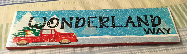 WONDERLAND WAY Wooden Sign Holiday Christmas Wall Art Gift Idea Farmhouse Country Home Decor Crafters Delight One of a Kind - JAMsCraftCloset