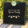 WHEN YOU ARE HERE YOU ARE FAMILY Square Wood Hand Painted Aqua Wall Art Home Decor Positive Saying One of a Kind Gift Idea - JAMsCraftCloset