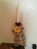 Candle Holder Bobbin Spool Vintage Upcycled Repurposed Tan Green White Snowflakes Holiday Decor - JAMsCraftCloset