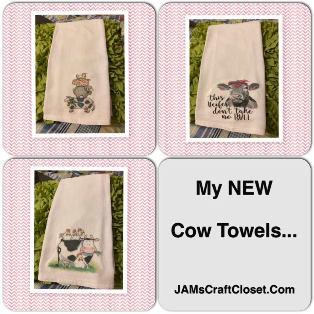 COW Decorative Flour Sack Tea Dish Towels Kitchen Decor Gift Idea Wedd –  JAMsCraftCloset