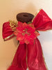 Candle Holder Bobbin Spool Vintage Upcycled Repurposed Red Satin Gold Holiday Decor - JAMsCraftCloset