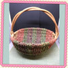 Basket Flower Girl Vintage Pink Green Purple Round Wicker Centerpiece Table Decor - JAMsCraftCloset