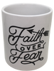 Mugs Coffee FAITH Hand Painted Stenciled SET OF 2 Faith Over Fear - Commit You Work To The Lord - Crafters Delight Kitchen Decor Gift Home Decor One of a Kind - JAMsCraftCloset