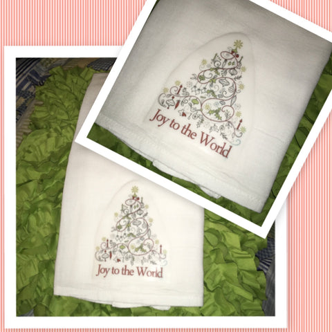 JOY TO THE WORLD Decorative Flour Sack Tea Dish Towel Kitchen Porch Patio Decor Gift Christmas Holiday Decor Handmade Chef Gift Housewarming Gift Wedding Gift - JAMsCraftCloset