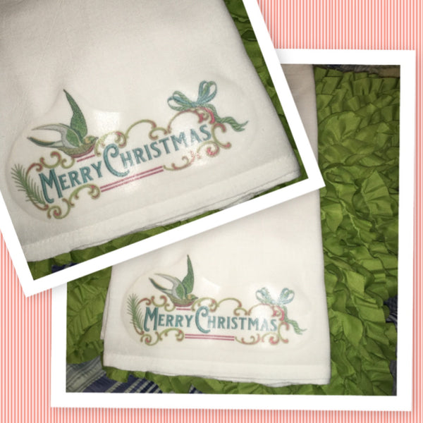MERRY CHRISTMAS WITH BIRD Decorative Flour Sack Tea Dish Towel Kitchen Porch Patio Decor Gift Christmas Holiday Decor Handmade Chef Gift Housewarming Gift Wedding Gift - JAMsCraftCloset