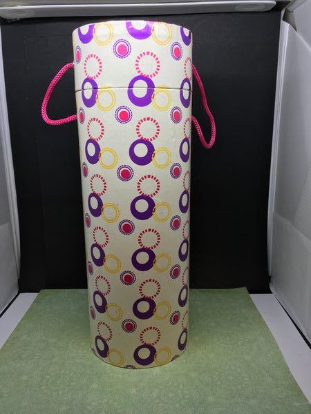 Round Bottle Holder Carrier Cardboard Purple Pink Yellow Dots Storage Home Decor Bar Decor JAMsCraftCloset