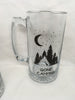 GONE CAMPING Mug Hand Painted Clear Glass Large Barware Bar Decor Man Cave Decor Drinkware One of a Kind Home Decor Gift Camper RV - JAMsCraftCloset