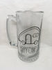 HAPPY CAMPER Mug Hand Painted Clear Glass Large Barware Bar Decor Man Cave Decor Drinkware One of a Kind Home Decor Gift Camper RV - JAMsCraftCloset