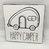 HAPPY CAMPER Wall Art Ceramic Tile Hand Painted  Sign HOME Decor Gift Idea Handmade Sign Camper RV Decor Home and Living Wall Hanging - JAMsCraftCloset