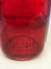 Jar Vintage Red Glass Quart JARDIN Est. 1946 Measuring Marks Not Food Safe  NO LID