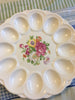 E & R American Artware Deviled Egg Plate Platter Floral 1930's Flowers Ceramic Vintage Serving Kitchen Decor Collectible - JAMsCraftCloset