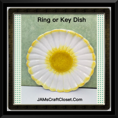 Ring Key Dish Floral White Yellow Made in Italy 4 Inches in Diameter JAMsCraftCloset