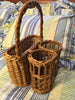 Basket Oval Vintage Natural Woven With 2 Bottle Holders and A Place for Cheese - JAMsCraftCloset