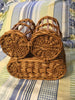 Basket Oval Vintage Natural Woven With 2 Bottle Holders and A Place for Cheese - JAMsCraftCloset