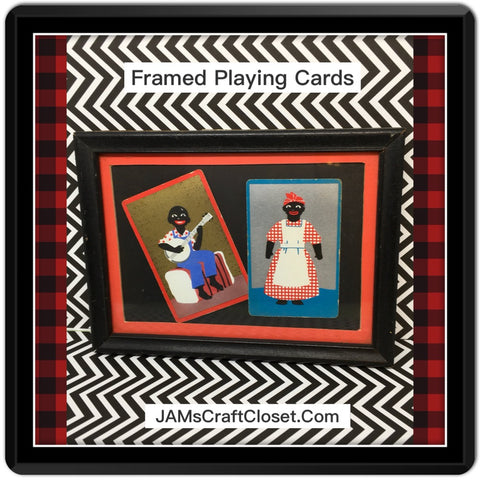 Black Americana Playing Cards Framed Mr Banjo Aunt Jemima Wall Art Collectible Memorabilia - JAMsCraftCloset